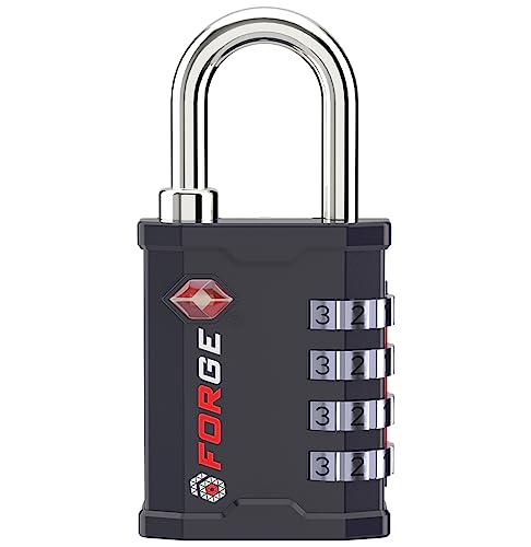 FORGE 4 Digit TSA Approved Combination Lock, Tool Box and Case Lock, Combination Padlock for Travel, Gym, Home. Grey 1 Lock.