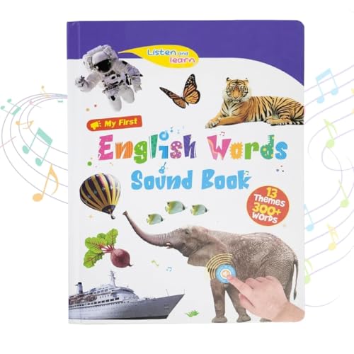 Image of Interactive English Words Sound Book | 13 Learning Themes & 300+ Words | Educational Talking Book for Kids | Learn Alphabets, Animals, Fruits & More | Musical Learning Toy for Toddlers