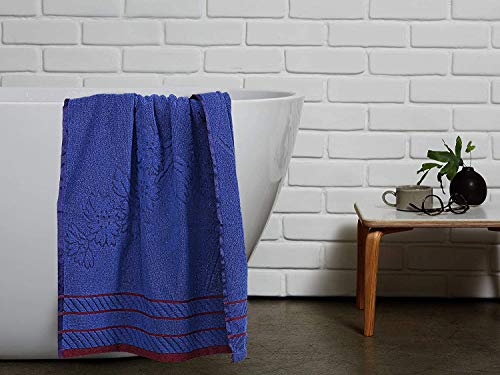 Image of Heart Home 100% Cotton 2 Pieces Bath Towel 27 inch x54� (Blue & Maroon) - CTHH1234,Multi,Standard