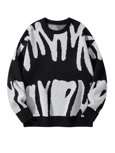 SHENHE Girl's Crewneck Sweater Long Sleeve Color Block Graphic Y2k Cute Sweater Jumper