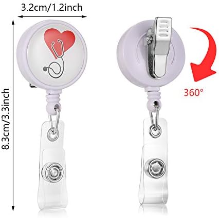 FRIUSATE 4Pcs Nurse Badge Holder Reel Retractable Badge Reels ID Badge Reel Clip with Alligator Clip for Nurse Doctor Teacher Badge Reel Decorative