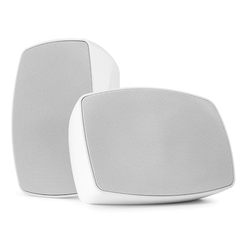 Power Dynamics BHW50WH Altavoces de pared 5,25, resistentes a la intemperie IPX5 blancos Instalación interior/exterior 100 V/8 ohmios ajustables, rejilla de aluminio de calidad marina, línea de 100 V