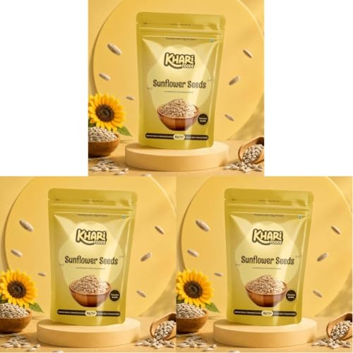 Image of Khari Foods Premium Sunflower Seeds, High Fibre Seeds for Eating, Energy Healthy Snacking, Preservative Free, 200g (Pack of 3)
