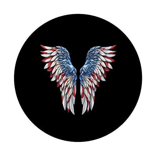 Veterans day, 4th of July patriotic wings angel usa flag PopSockets Swappable PopGrip, Black - Image 3