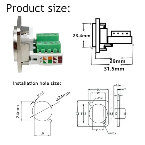 PENGLIN 2PCS RJ45 Panel Mount Screw Terminal Adapter miniatura 7