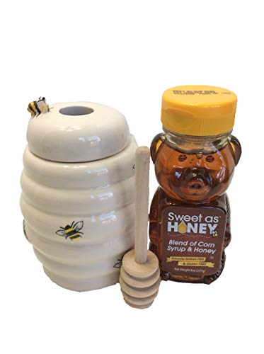 Sweet as Honey Gift Set-Ceramic Jar, Honey Dipper & Honey Syrup