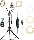 Aro de luz LED VicTsing, Anillo de luz Doble de 8"con Trípode Plegable Reversible, 6 Modos de Luces 10 Brillos Regulable para Selfies, Maquillaje, Youtube, TIK Tok y Video de Selfie