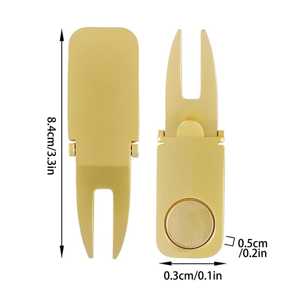 MiOYOOW Lot de 3 Outil Magnétique de Divot de Golf, Outil Pliable de Divot de Réparation de Golf avec Porte-Cigare de Marqueur de Balle pour Le Golfeur, Accessoires de Golf