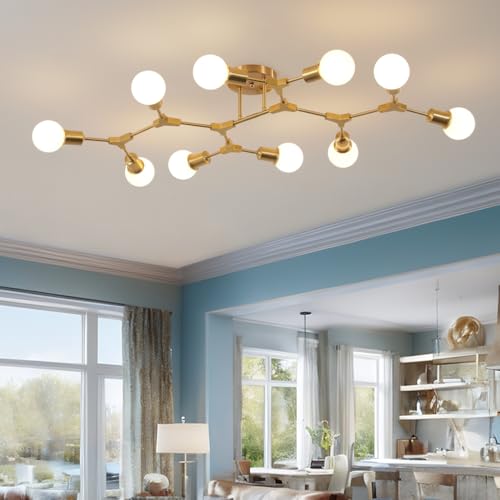 QUOOBE Mid Century Modern 10 Light Semi Flush Mount Ceiling
