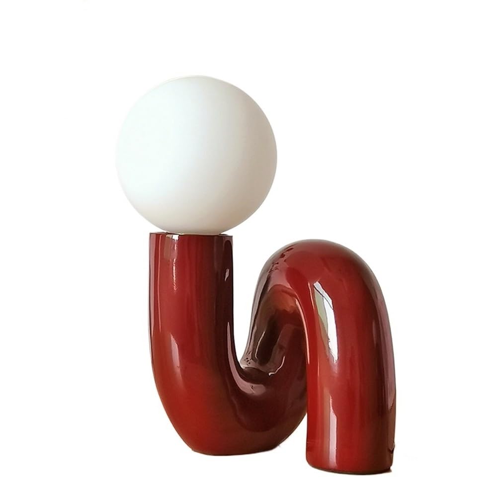 Z4T8M2K6G5 Bedside Lamp Modern Resin Desk Lamp Colored Bedside Glass Creative Bedroom Living Room Decoration Ornaments(Red)