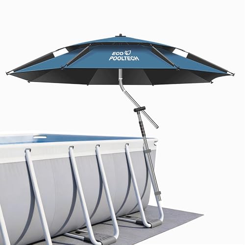 ECOPOOLTECH Above Ground Pool Umbrellas Outdoor Pool Sunshade for Oval or Rectangular Swimming Pools Multi-functional Patio Umbrella for Garden/Pool Deck/Backyard Must have Pool Accessories