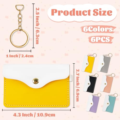 6 PCS PU Leather Birth Control Pill Case, Wallet Pill Holder, Contraceptive Medicine Holder with Snap Closure and Keyring, Sleeve Packet for Pill Card Organizer (Multicolor)