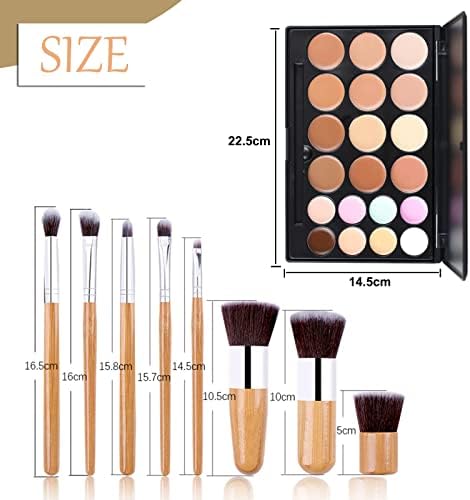 Joyeee Cream Contour Palette, 20 Colors Concealer Palette, Colour Corrector Palette, Camouflage Makeup Contouring Foundation Kit with 11pcs Bamboo Brushes Makeup Brushes