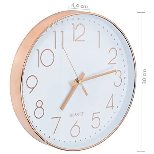 Horloge murale 30 cm or rose design pour salon moderne - 7