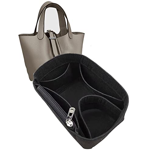 Lckaey Purse Organizer for picotin 18 22 bag felt insert 1098black- S