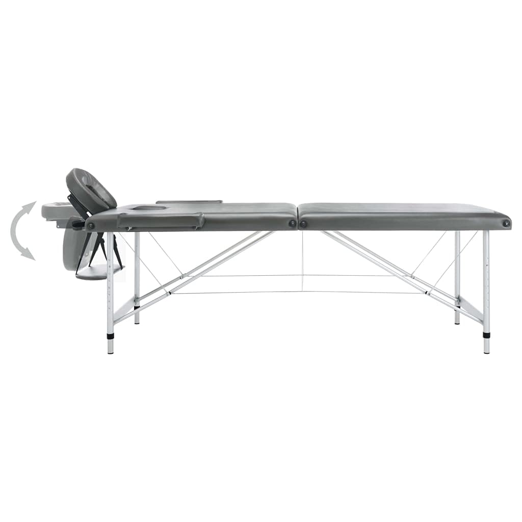 vidaXL Massagetisch mit 2 Zonen Tragetasche Höhenverstellbar Massagebank Massageliege Kosmetikliege Therapieliege Aluminiumrahmen Anthrazit 186x68cm
