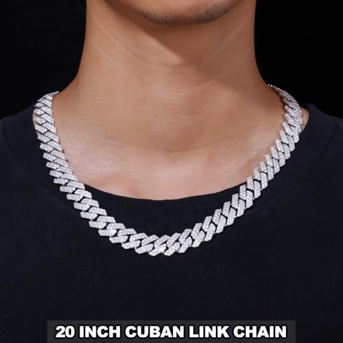 Image of 14MM Iced Out Cuban Link Chain for Men 18k Gold Plated Miami Cuban Necklace