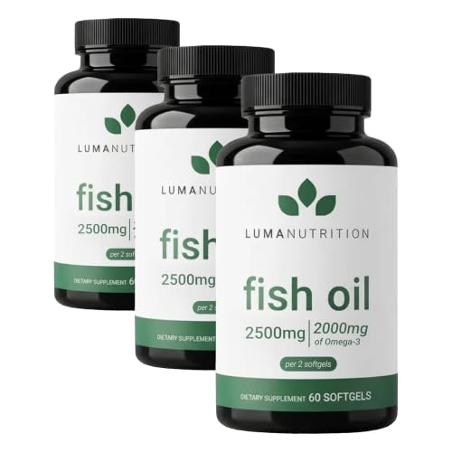 Image of Luma Nutrition Omega 3 Fish Oil Supplement 2500mg - 60 Softgels (Pack of 3)