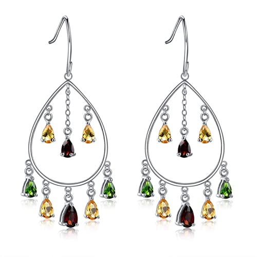 Boucles d'oreilles argent 925 anti-allergie avec de vraies pierres précieuses cercle