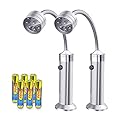 FIREOR Barbecue Grill Light Grilling Accessories for Outdoor, BBQ Magnetic LED Lights Flexible Gooseneck Weather Resistant, Men Dad Gifts Batteries Included 2 Pack (Silver)