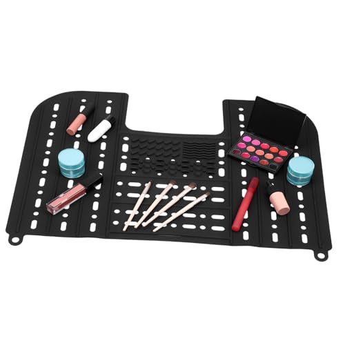 Tapis de maquillage en silicone noir pour gagner de la place sur votre lavabo de salle de bain