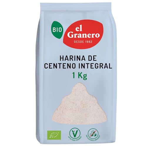 El Granero Integral - Harina Ecológica de Centeno Integral de 1 Kg - Sin Azúcar Añadido - Alto Contenido en Vitaminas B1 y B6 - Indicada para Elaborar Pan o Repostería