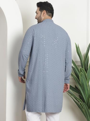 Image of SOJANYA Plus(Since 1958) Men's Cotton Relaxed Fit Straight Radiant Elegance Sequinned Kurta for Navratri, Garba & Puja
