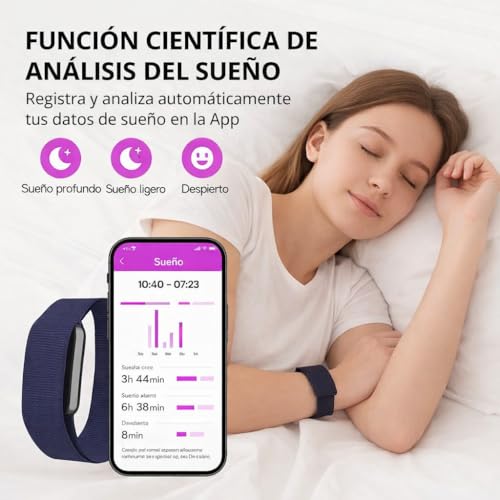 Duckdik Smart Band, Pulsera Actividad sin Pantalla con GPS, Pulsómetro, SPO₂, Monitor Sueño, Notificaciones, Resistente Agua, 2 Correas Negra + Naranja - imagen 4