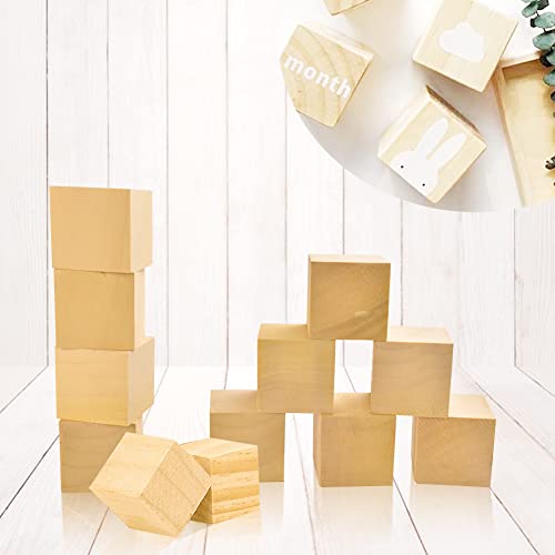 BUENTYA 12pcs Cubos de Madera para Manualidades, Bloque de Madera 