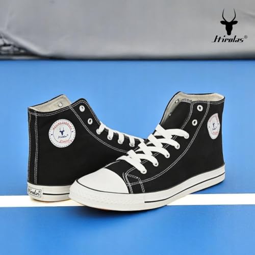 Image of Hirolas Men's Vulcanized Canvas Rubber Toe High Ankle Skateboard Sneakers Shoes.