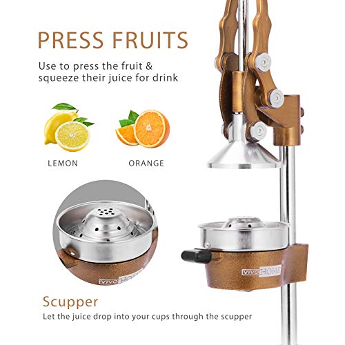 Vivohome Heavy Duty Commercial Manual Hand Press Citrus Orange Lemon Juicer Squeezer Machine Golden #TOP2