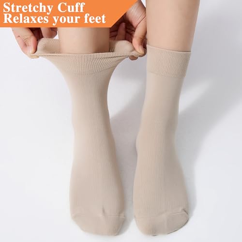 Image of ATBITER Women Thin Cotton Socks,Soft Cotton Bootie Socks Women Above Ankle Crew Socks (6-Pairs With gift box), 5-9