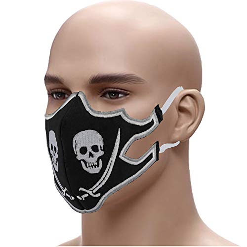 Pirat ☆Schutzmaske☆Piraten Totenkopf ➤ Biker Mehrweg Mundschutz Gesichtsmaske➤Stickerei 60° waschbar Face MaskStaubschutz