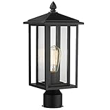 Zeyu Outdoor Post Light, Exterior Pole Lantern Lighting Fixture with Clear Glass Shade and Black...