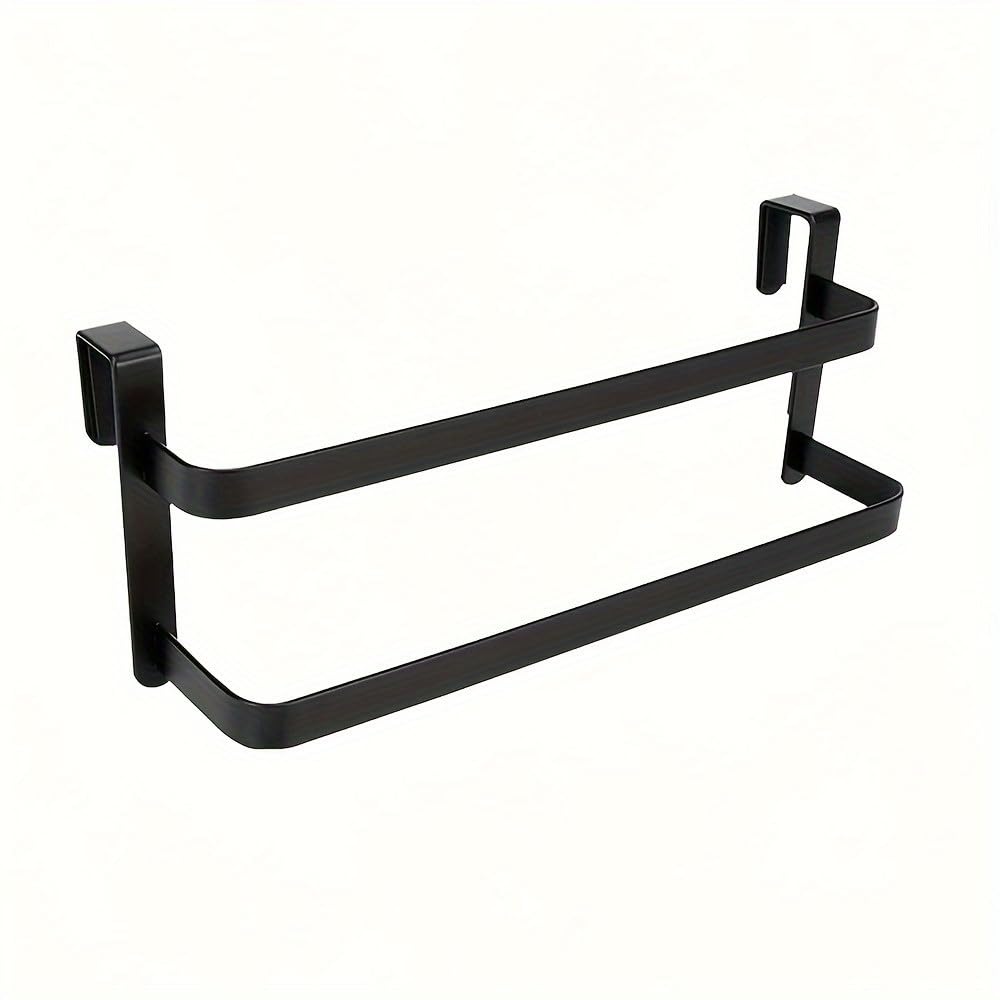 Porte-serviettes double pour porte organisateur gain de place en fer noir