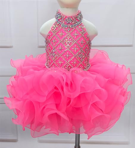 Baby Girl's Short Halter Cupcake Pageant Dresses Princess Birthday Party Tutu Ball Gowns PT1042