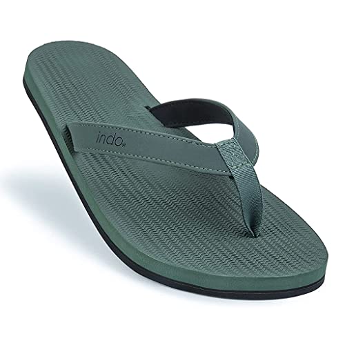 Indosole Men's ESSNTLS Vegan All-Terrain Flip Flops, [Reused Tire Sole, Natural Rubber Arch Support No-slip Footbed, Comfortable ENVRO Strap, Waterproof]
