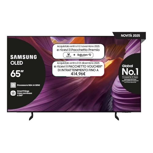 SAMSUNG Smart TV 65'' QE65S85FAEXZT OLED 4K, NQ4 AI Gen2 Processor, 4K AI Upscaling, Glare Free, Dolby Atmos & OTS Lite, Contour Design, 2025