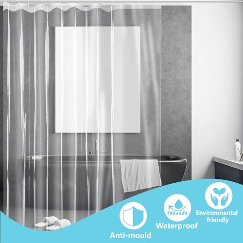 Rideau douche avec oeillets métalliques transparent et imperméable