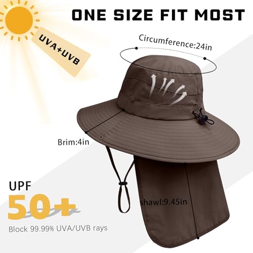 Image of Sun Hats for Men Women, UPF 50+ Protection Fishing Hat with Neck Flap