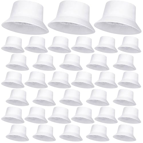 Image of 36 /24 /12 Pcs Bucket Hats for Men Women Bulk Cotton Fishing Cap UV Protection Beach Foldable Solid Color Sun Cap