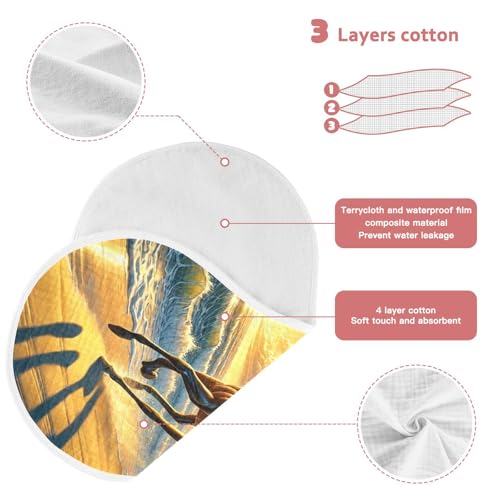 Horse Beach Golden Baby Burp Cloths Cotton Burp Clothes Absorbent Muslin Burp Cloths Soft Burp Cloth Burp Rags for Girl Unisex Boy Newborn 1 Pack 22x11 Inches3