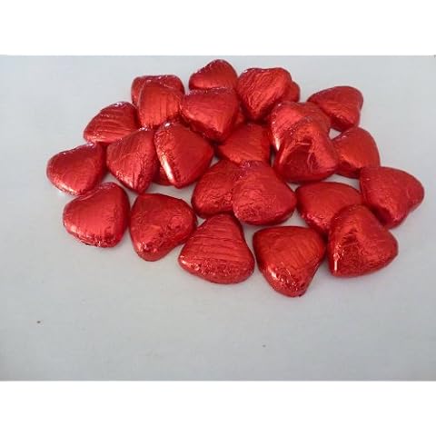 RED FOIL CHOCOLATE LOVE HEARTS WEDDING FAVOURS X50 Cover