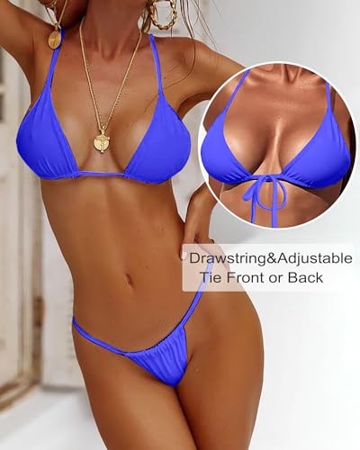 Image of XUNYU Thong Bikini Sets for Women - Brazilian Micro String Bikinis Sexy Two Piece Swimsuit Triangle Top Halter Bathing Suits