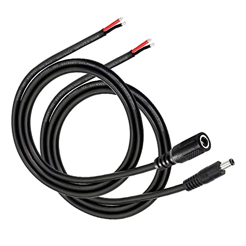 KSOPUERT 2Pcs 18AWG DC Power Pigtails Kabel 3.3FT 5.5mmx 2.5mm Stecker & Buchse Wire Open End Power Wire Supply Repair Cable,für DIY-Verlängerungskabel,Router,CCTV,Kamera,DVR,LED-Streifenlicht Cover