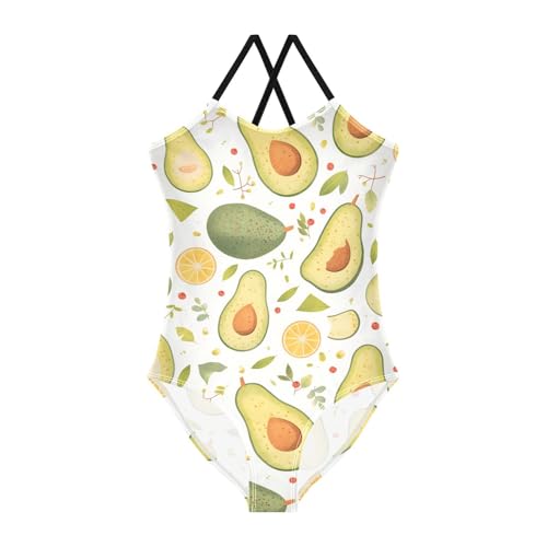 KLL Funny Avocado Girls 1-Piece Bathing Suit Beach Swimming Suits with Adjustable Straps Cute