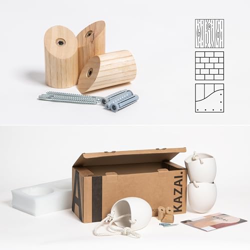 Kazai.® | Porcelain Wall Vases | 3 Piece Set | Including Wooden Hooks | Matte White by Kazai. - Used condition - Image 5