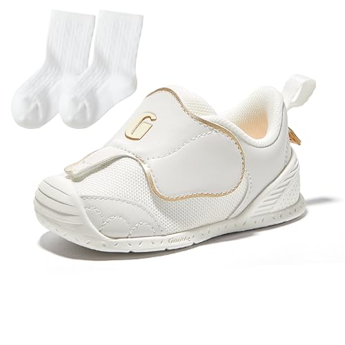 GINOBLE Infant Shoes First Walking Shoes Baby Shoes for 6-12 Months White