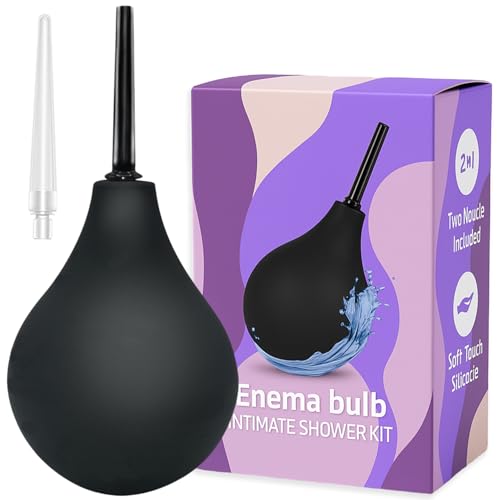 Enema Bulbo Skurk de 225ml con Ducha Vaginal y Limpiador Anal Incluye 2 Boquillas Cómodas Suave Dura y Perra de Silicona Alivio del Estreñimiento Hombres y Mujeres Kit Médico Certificado CE/FDA