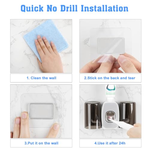 Image of HASTHIP 3-in-1 Toothbrush Holder, with Toothpaste Dispenser& 2 Cups, Toothbrush Holder Wall Mount, Bathroom Organizer with 4 Toothbrush Slots, All inOne Bathroom Wall Organizer Storage Rack